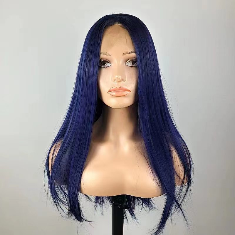 ANN【WA-STW012】24inches 13*3 lace front wigs dark blue synthetic wigs