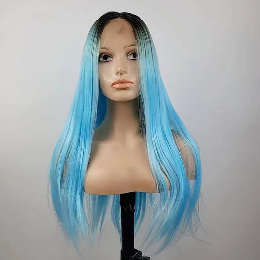 IDA【WA-STW016】26inches 13*3 lace front wigs synthetic wigs with Sky blue colour