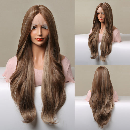 LIGA【WA-YJBL11044-1】26inches T-Part Frontal Lace Honey Brown Highlight  Body Wave Wig  Synthetic Daily or Party