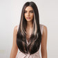 CALLIE【WA-LALC2030-2】 Dark Blonde Brown Highlight Straight Wig 26 inch Synthetic Trending for Women Daily or Party