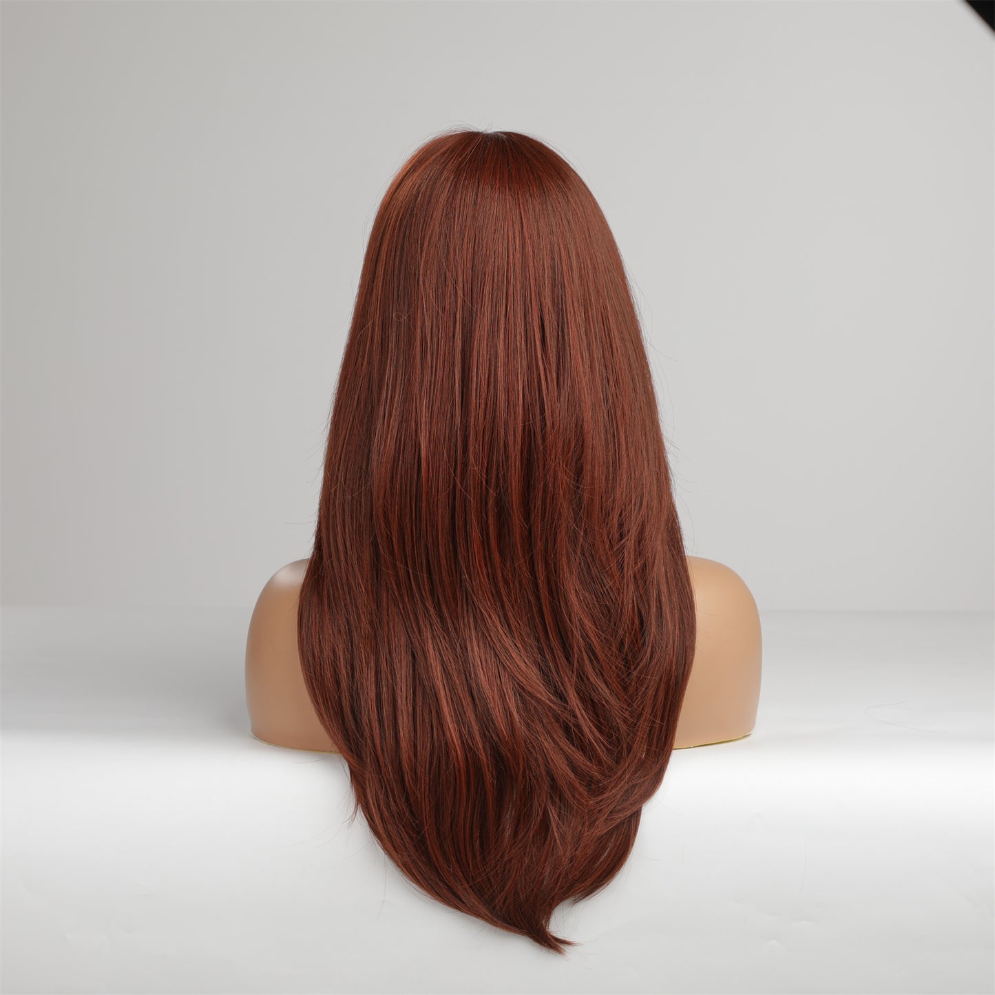 WRENLEY【WA-IC468-2】22 inches Straight with  end wave Wig for Women Reddish Brown Synthetic Glueless Trending Daily Party