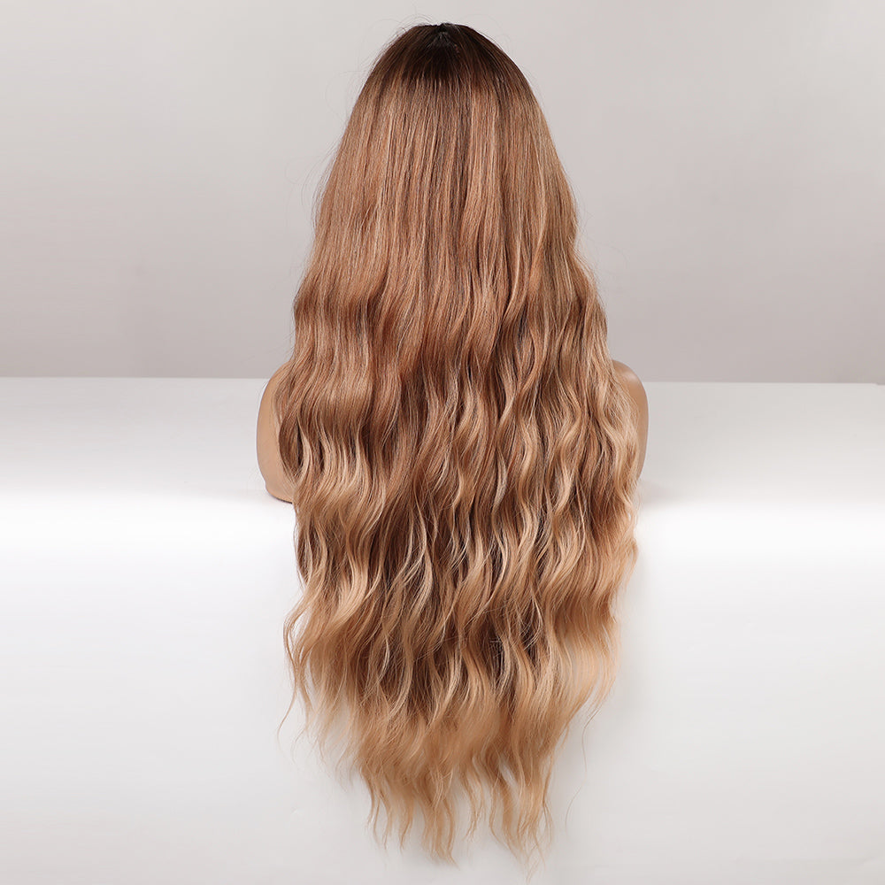 JUNIPER【WA-LAIC6118】28inches Honey Brown Body Wave Synthetic Machine-Made Wig  Heat Resistant Fiber Hair Daily or Party