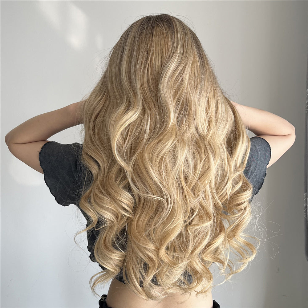 SOPHIA【WA-LALC5018-1】 26" Long Wavy Lace Wigs for Women, Blonde With Highlights Wig,Long Loose Body Wave Wig Synthetic  for Daily Use