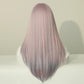 TARA【 WA-XY0345】24inches Long Straight Synthetic Hair Wigs Light Purple and Pink Heat Resistant Fiber Hair Full Machine Wig with Bangs For Fashion Women(24 Inches)
