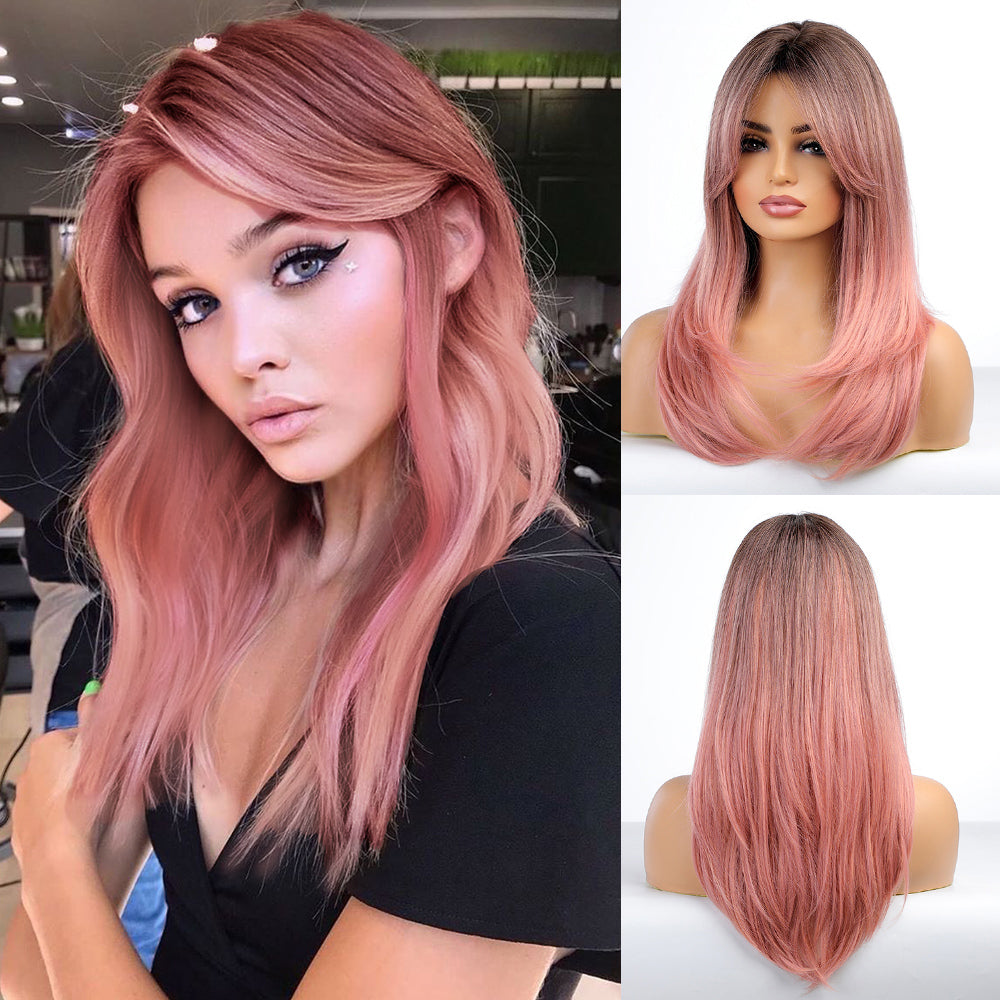 Blakely【WA-LA8055】 20" Shoulder Wigs for Women, Pink,Long Loose  Wave Wig Synthetic  for Daily Use or Party