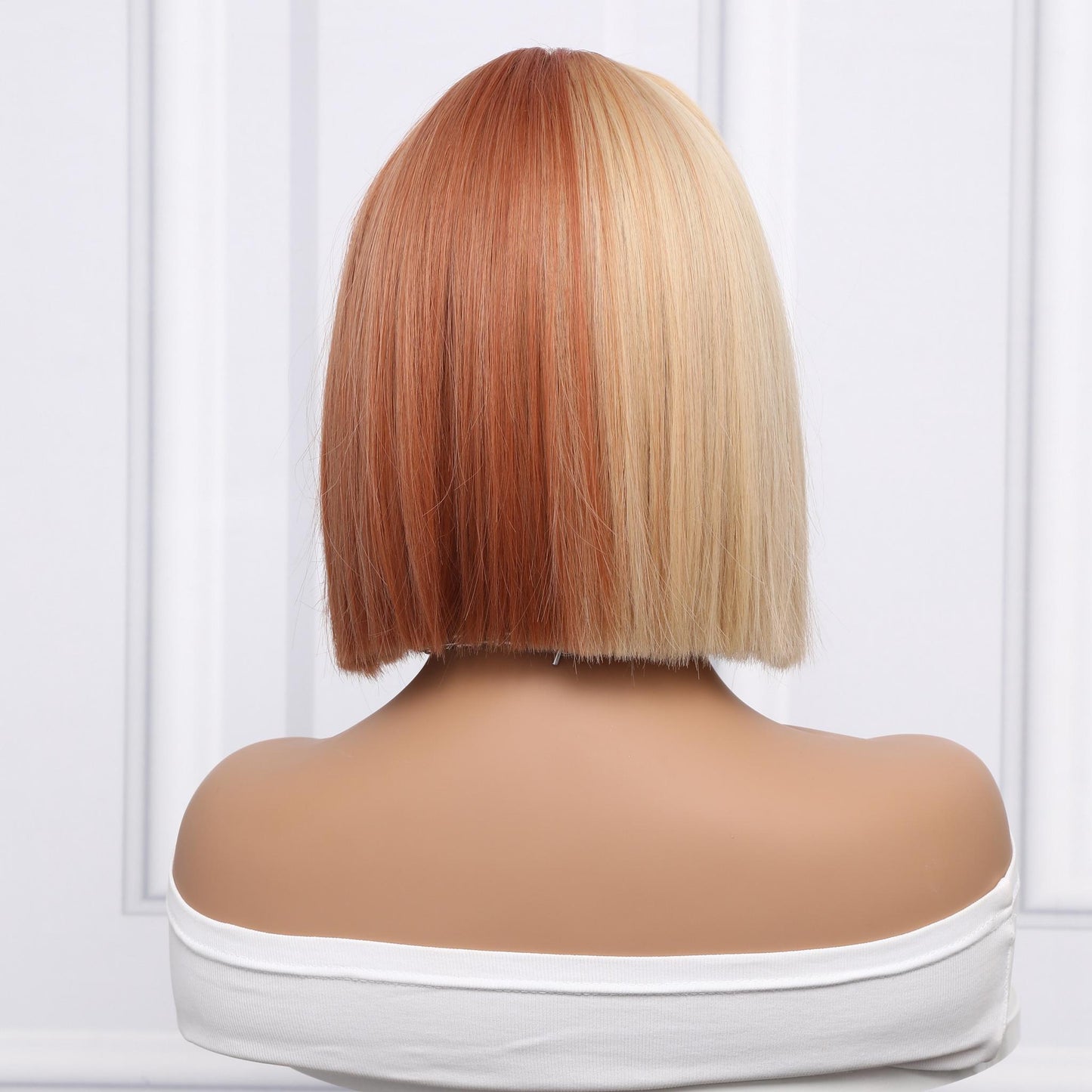 SALLY【WA-SM6164】12inches Short Straight Bob Wigs for Women Synthetic Wig dual color with Bangs for Cosplay Daily Party