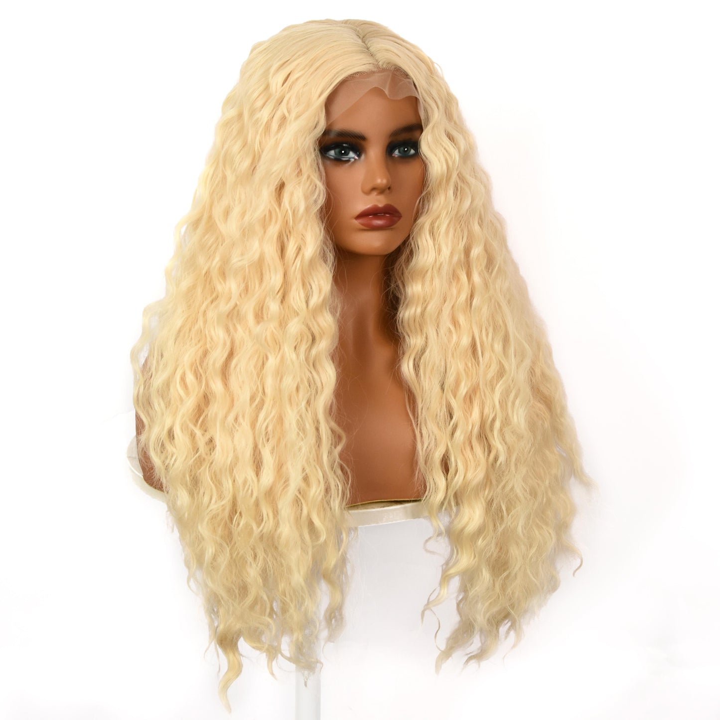 SABRINA【WA-SML721】 Highlight Blonde Big Deep Wave Wigs 26 inch Synthetic Curly Wigs for Women Long Honey Hair Wig Lace Front  Natural Crimps Curls Wig