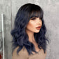 ASHLEY【WA-XY8262-3】20 inches Short Curly Bob Wig Charming Women Girls Beach Wave Wigs for Cosplay Costume Party Wig Cap Included (Mix Blue)