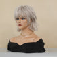 LUCILLE【WA-XY1049】12inches Silver Wigs Short Curly Bob Wig with Bangs Women's Synthetic Wigs Daily Party Use