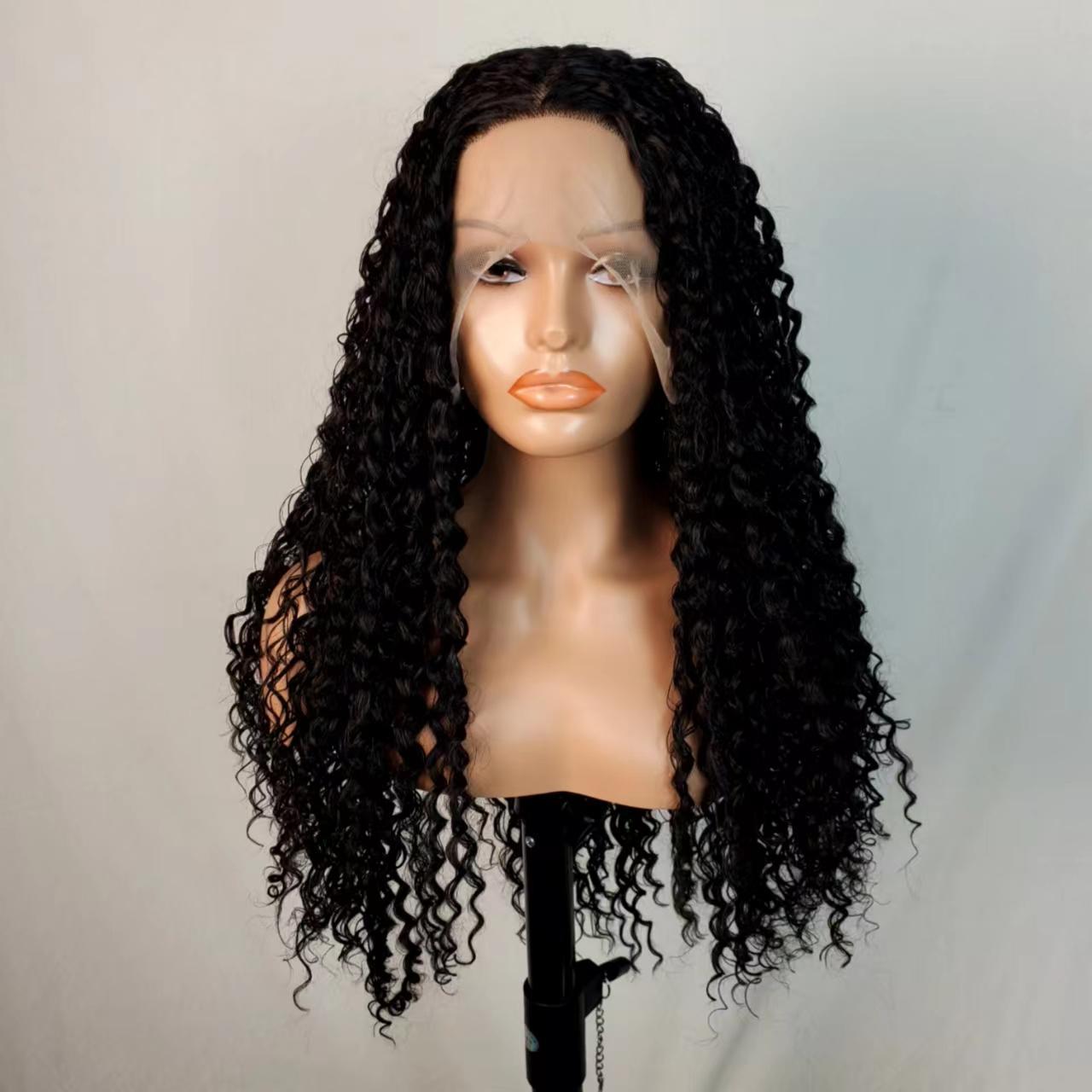 MELISSA【WA-WATER010】30 inches Water Wave Lace Frontal Wig Natural Black Synthetic Wig