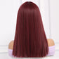 ANITA【WA-SM477】18inches Red Wine  Wig with Bangs,Straight Shoulder Length Wigs , Synthetic Heat Resistant  Party Costume Cosplay Wig for Women Girls Daily Wear Colorful Wigs