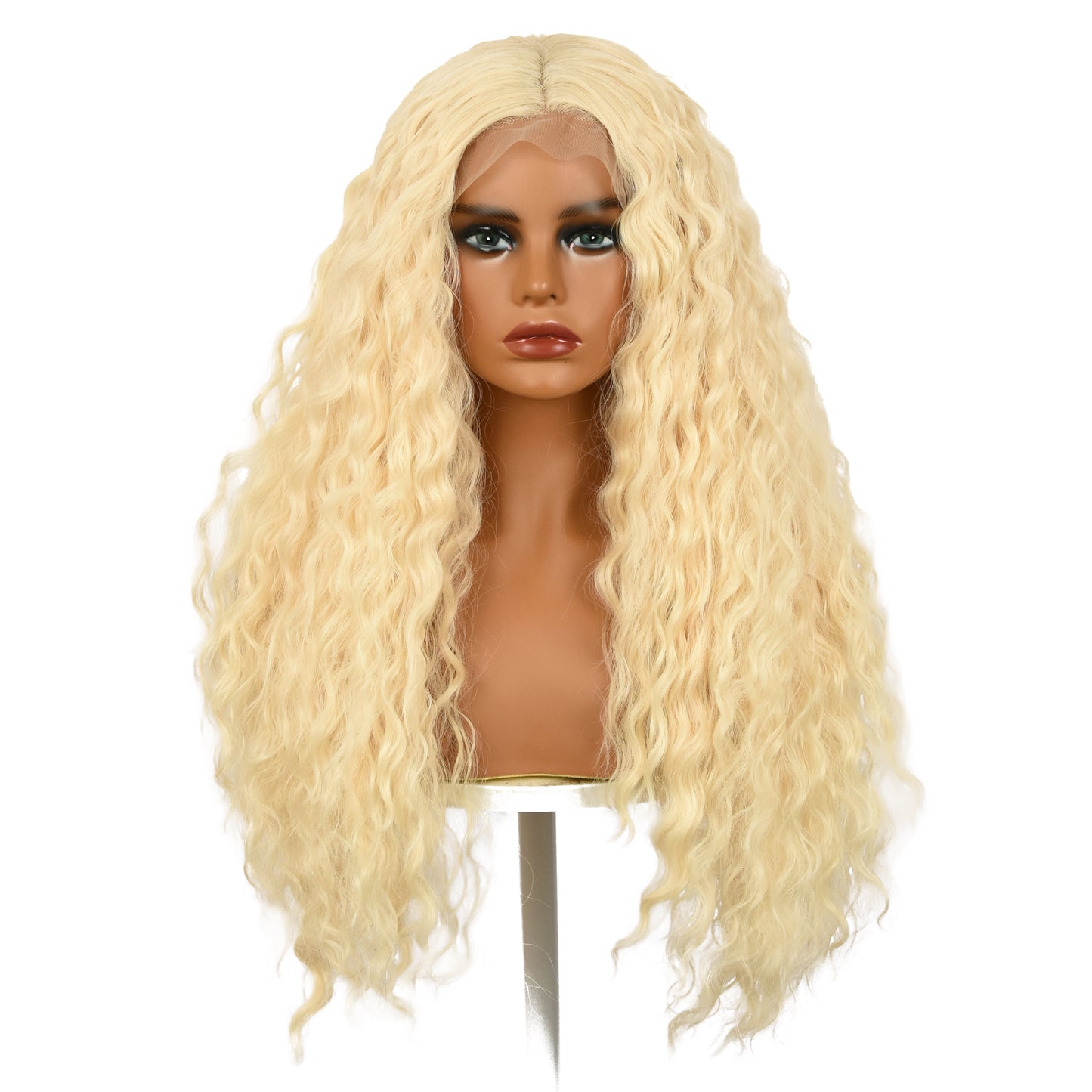 SABRINA【WA-SML721】 Highlight Blonde Big Deep Wave Wigs 26 inch Synthetic Curly Wigs for Women Long Honey Hair Wig Lace Front  Natural Crimps Curls Wig