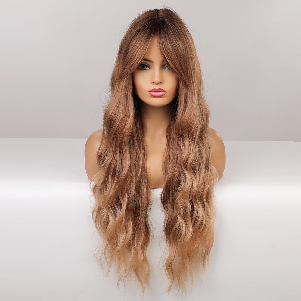 JUNIPER【WA-LAIC6118】28inches Honey Brown Body Wave Synthetic Machine-Made Wig  Heat Resistant Fiber Hair Daily or Party