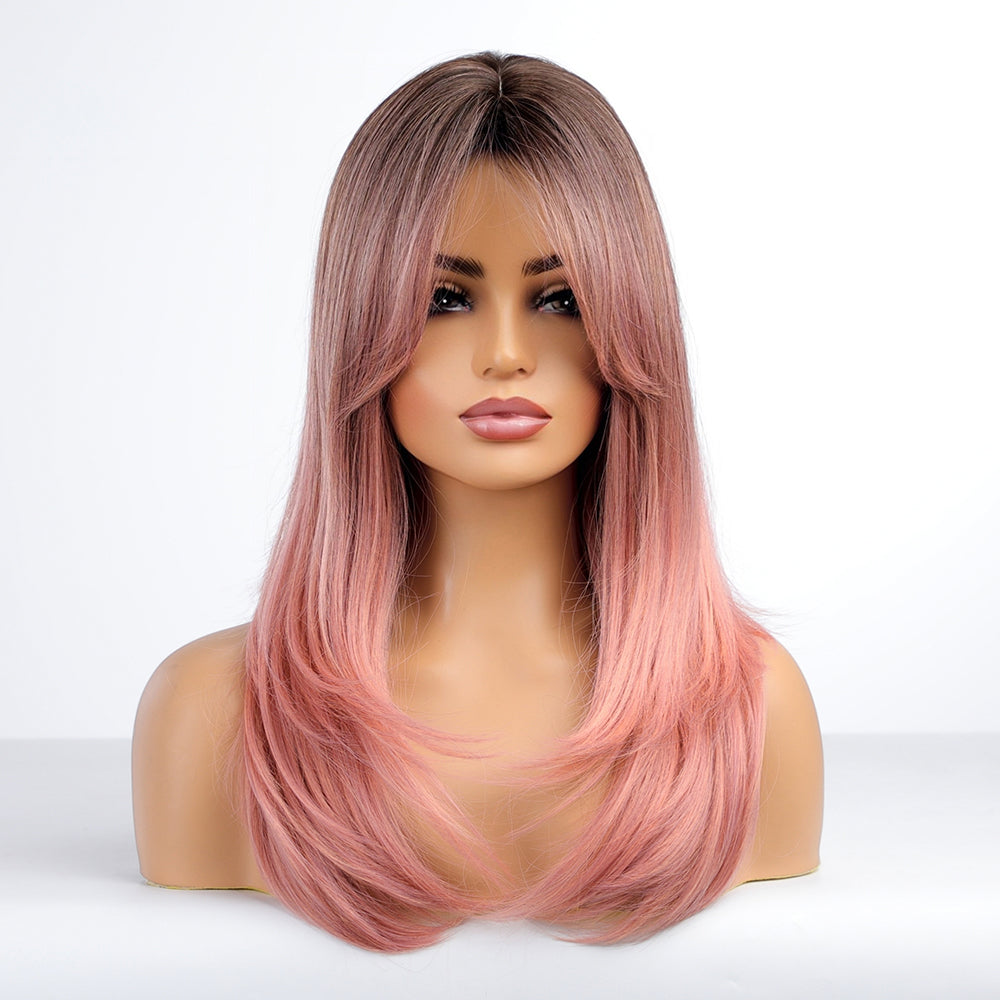 Blakely【WA-LA8055】 20" Shoulder Wigs for Women, Pink,Long Loose  Wave Wig Synthetic  for Daily Use or Party