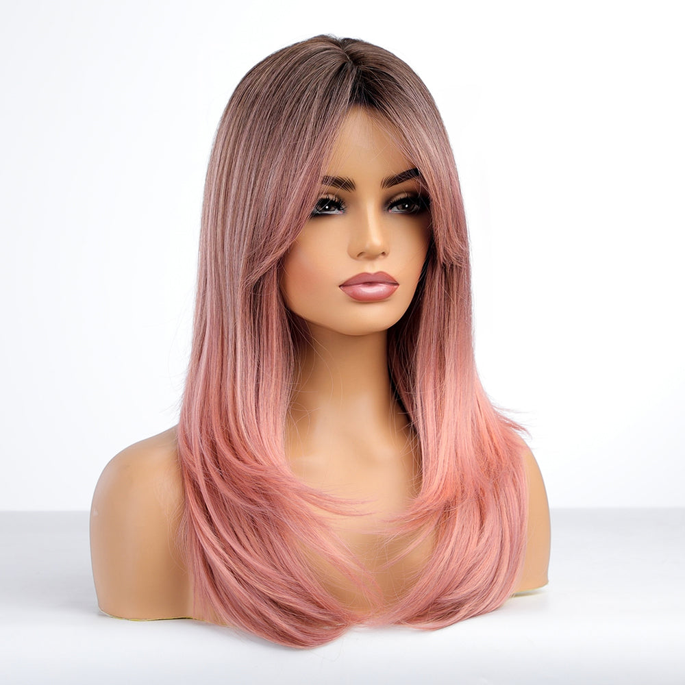 Blakely【WA-LA8055】 20" Shoulder Wigs for Women, Pink,Long Loose  Wave Wig Synthetic  for Daily Use or Party