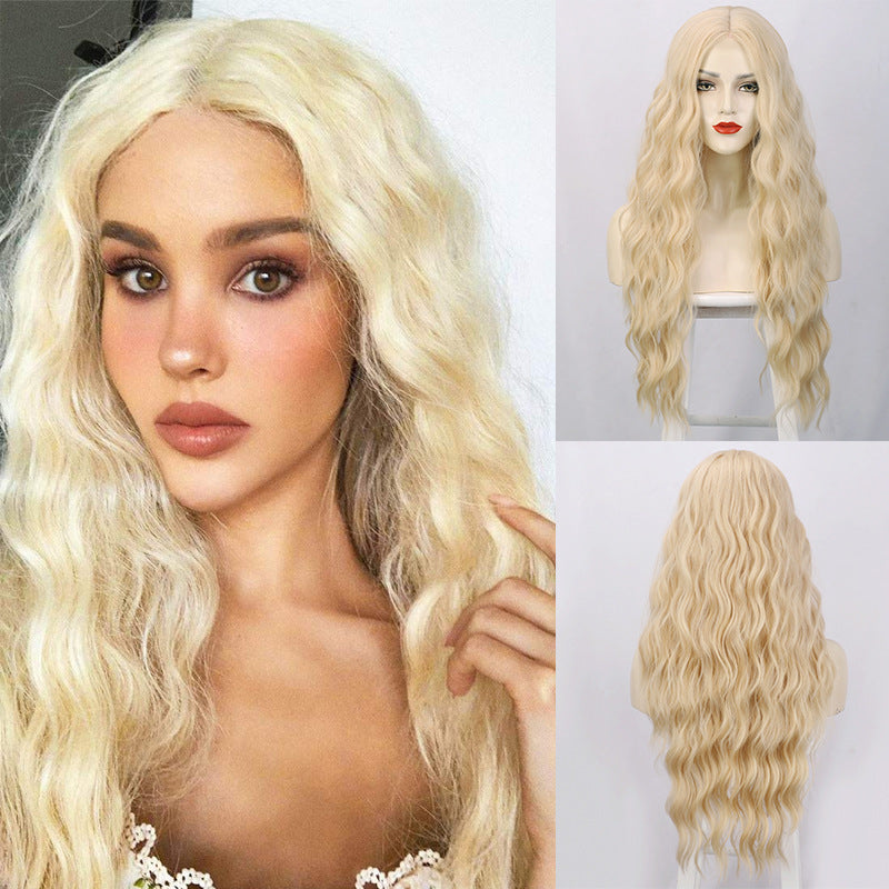 SABRINA【WA-SML721】 Highlight Blonde Big Deep Wave Wigs 26 inch Synthetic Curly Wigs for Women Long Honey Hair Wig Lace Front  Natural Crimps Curls Wig