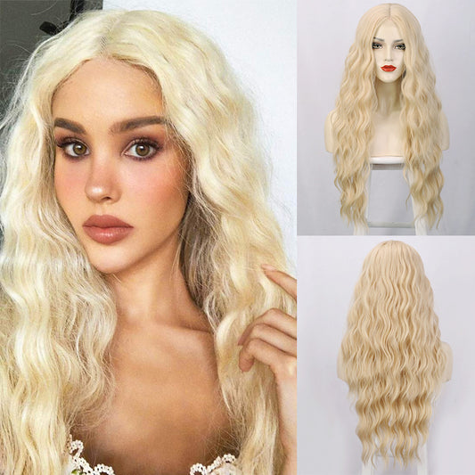 SABRINA【WA-SML721】 Highlight Blonde Big Deep Wave Wigs 26 inch Synthetic Curly Wigs for Women Long Honey Hair Wig Lace Front  Natural Crimps Curls Wig