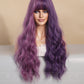 MARIA【WA-XY9064】26inches Purple Split color Synthetic Machine-Made Wig Natural Body Wave Machine Made Heat Resistant Fiber Hair for Woman