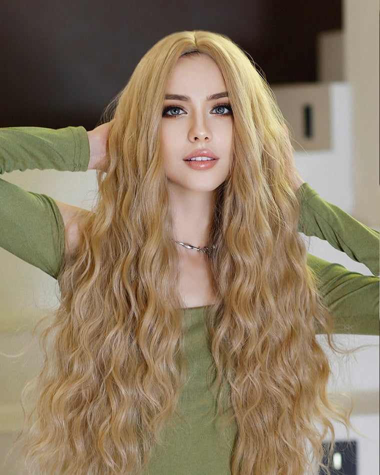 GRACE 【WA-XYMW9072-1】 28inches Wigs for Women, Japanese Heat Resistant Synthetic  Blonde Body Wave for Daily Use, Party