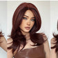 DORIS【WA-LALC1002-2】 Dark Red Highlight  Wolf Cut Wig 22 inch Synthetic Slight Curly Wigs for Women Daily or Party