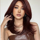 DORIS【WA-LALC1002-2】 Dark Red Highlight  Wolf Cut Wig 22 inch Synthetic Slight Curly Wigs for Women Daily or Party