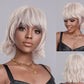 LUCILLE【WA-XY1049】12inches Silver Wigs Short Curly Bob Wig with Bangs Women's Synthetic Wigs Daily Party Use
