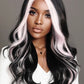 KAYLANI【WA-XY9066】22inches Long Wavy Wigs  Black Orange/Pink Highlight  Middle Part Body Wave Wig Party or Daily