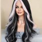 KAYLANI【WA-XY9066】22inches Long Wavy Wigs  Black Orange/Pink Highlight  Middle Part Body Wave Wig Party or Daily