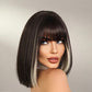 BERNADETTE【WA-XY0339】10inches Black & Blonde Highlight Synthetic Machine-Made Wig Natural Bob Heat Resistant Fiber Hair for Woman