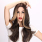 LEOSA【WA-LC277-1】26 inches Body Wave Wig for Women Brown Black Highlight Long 26 inches Curls Synthetic Glueless