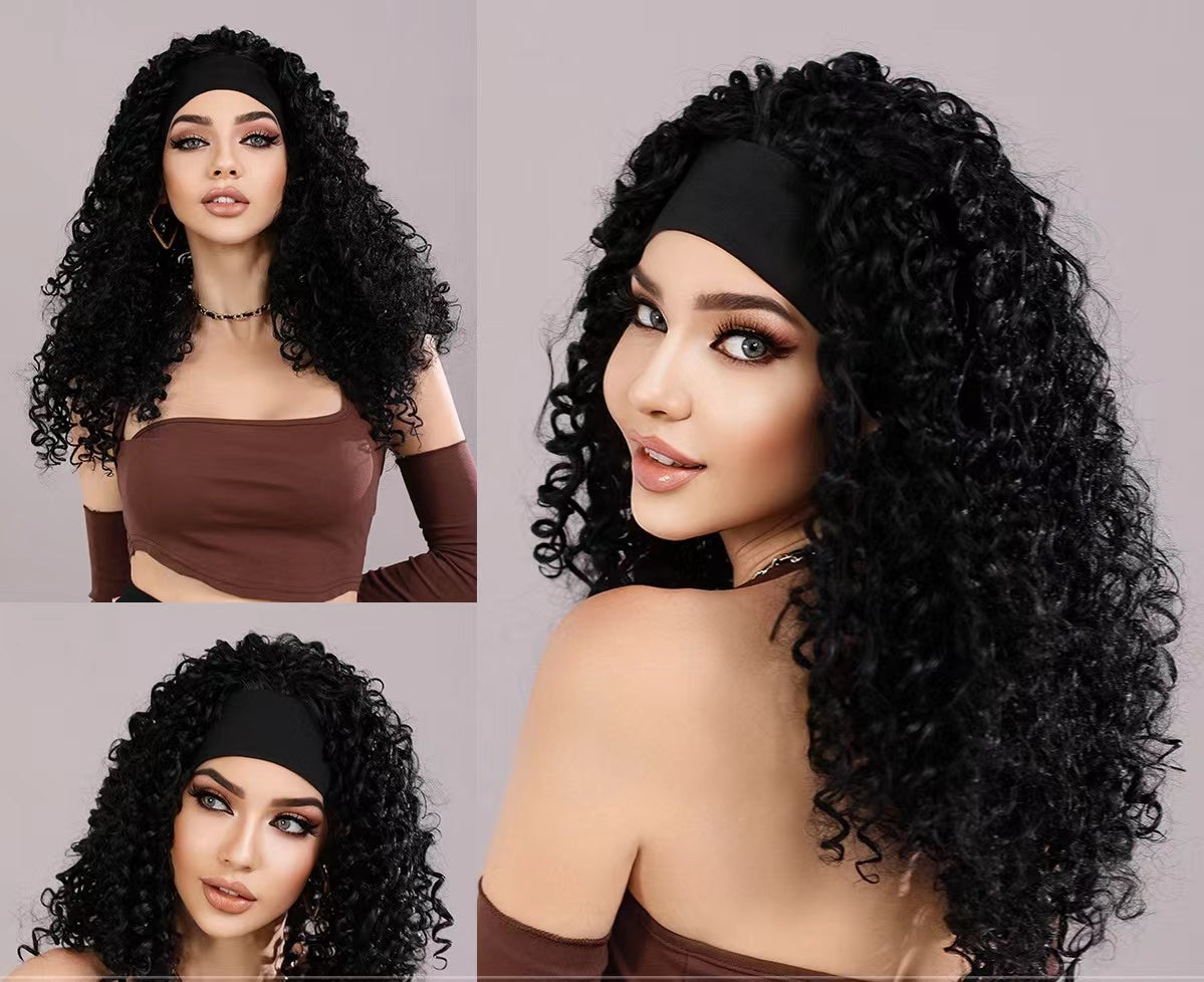 LILITH【WA-XY9065】22inches Women's Curly Wig with headbands  Synthetic Full Hair Wig Afro for Women Daily Party