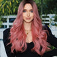 MAYLIN90【WA-XY9059】 26" Long Wavy Lace Wigs for Women, Pink,Long Loose Body Wave Wig Synthetic  for Daily Use or Party
