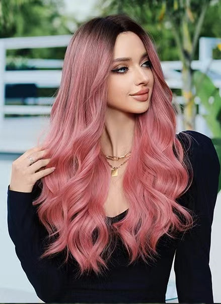 MAYLIN90【WA-XY9059】 26" Long Wavy Lace Wigs for Women, Pink,Long Loose Body Wave Wig Synthetic  for Daily Use or Party