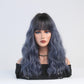 ASHLEY【WA-XY8262-3】20 inches Short Curly Bob Wig Charming Women Girls Beach Wave Wigs for Cosplay Costume Party Wig Cap Included (Mix Blue)