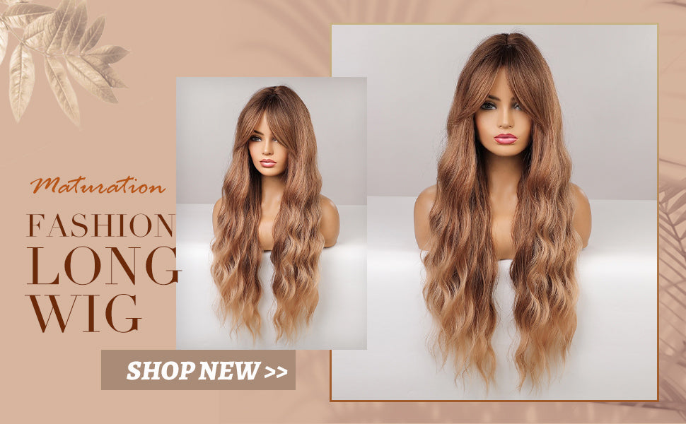 JUNIPER【WA-LAIC6118】28inches Honey Brown Body Wave Synthetic Machine-Made Wig  Heat Resistant Fiber Hair Daily or Party