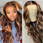 LUCY【WA-SD001】16inches Highlight Body Wave T Part Lace Front Human Hair Wigs for Women Brazilian Virgin Human Hair
