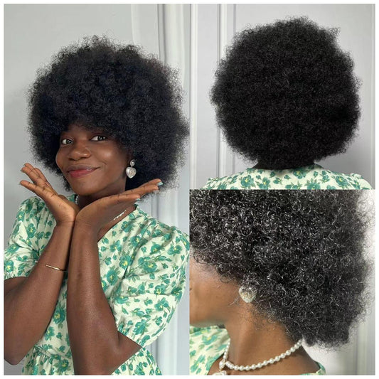 KYLASS【WA-SAFRO11】12inches Short Afro Wigs for Black Women, Bouncy Fluffy Afro Kinky Curly Wig, Premium Synthetic Soft Natural Looking