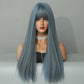 SYLVIA【WA-XY0339】24inches Mermaid Blue Synthetic Machine-Made Wig Natural Straight Synthetic  Machine Made Heat Resistant Fiber Hair for Woman